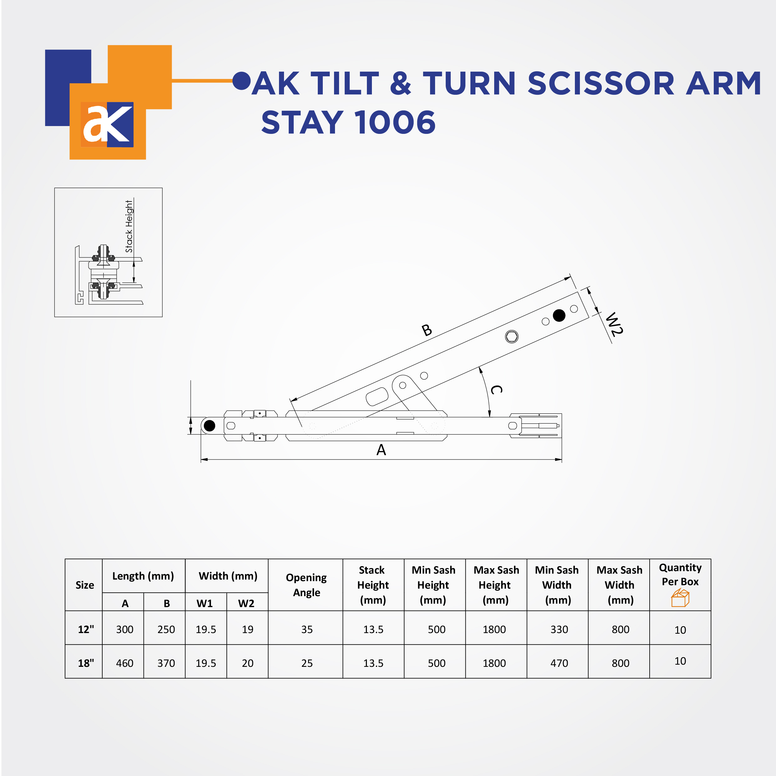 AK TILT & TURN SCISSOR ARM STAY 1006